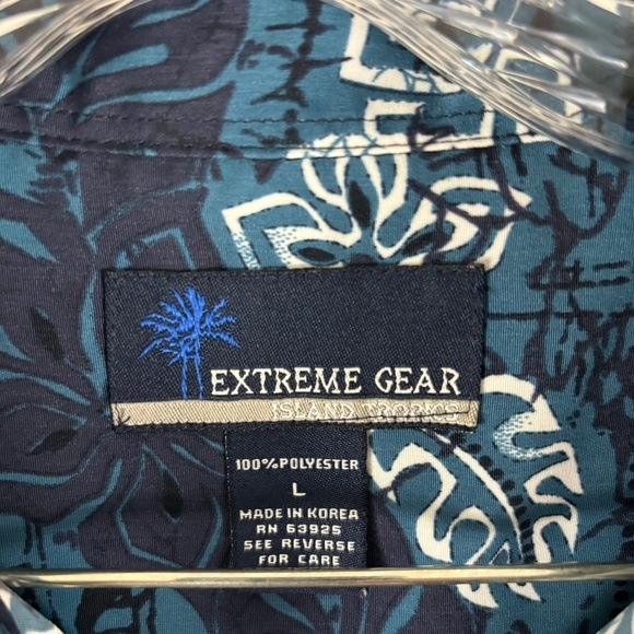 Extreme Gear Island Tropics Short Sleeve Hawaiian Blue & White Shirt size L - Picture 3 of 11